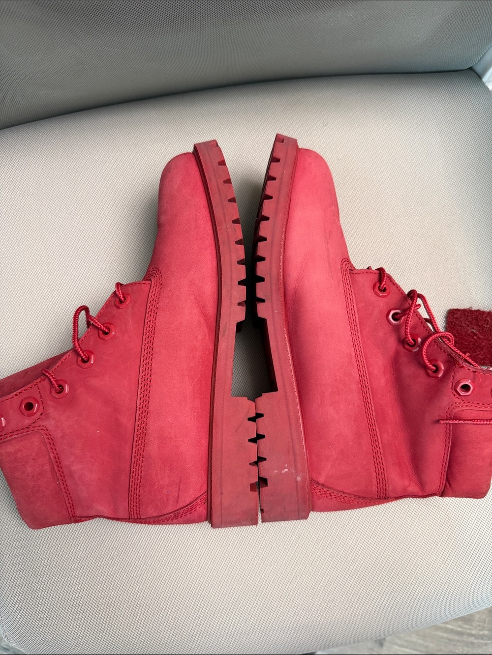 Timberland Red Nubuck 6-Inch Lace-Up Ankle Boots Size Euro 39 - Picture 8 of 10